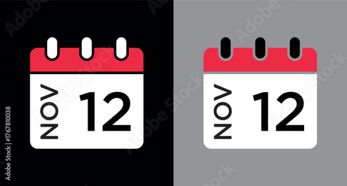 calendar - November 12 icon illustration isolated vector sign symbol