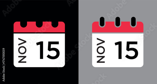calendar - November 15 icon illustration isolated vector sign symbol