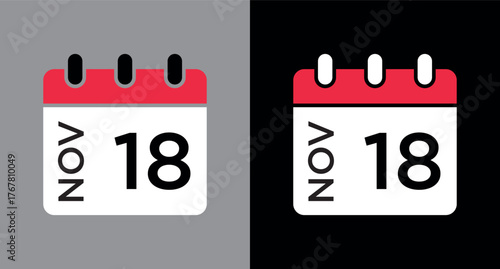 calendar - November 18 icon illustration isolated vector sign symbol