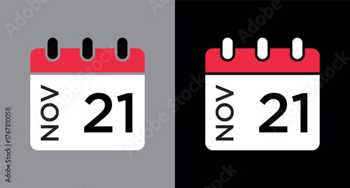 calendar - November 21 icon illustration isolated vector sign symbol