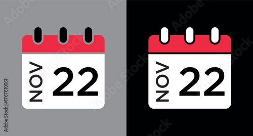 calendar - November 22 icon illustration isolated vector sign symbol