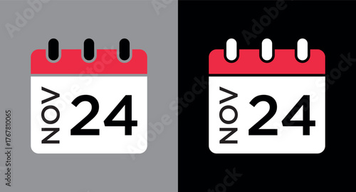 calendar - November 24 icon illustration isolated vector sign symbol