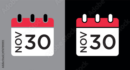 calendar - November 30 icon illustration isolated vector sign symbol