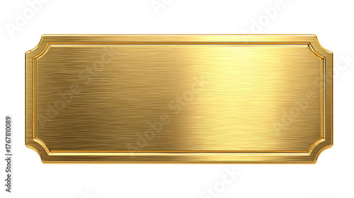 Golden Blank Plaque with Screws isolated on transparent background Remove png