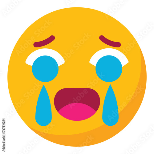 Crying yellow face with blue tears emoji