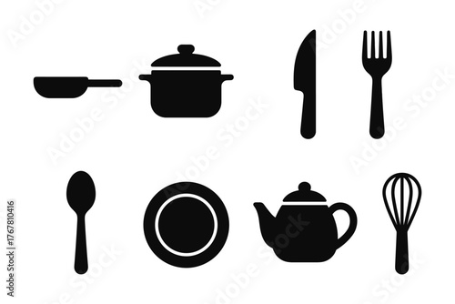 Essential kitchenware silhouettes for culinary design projects