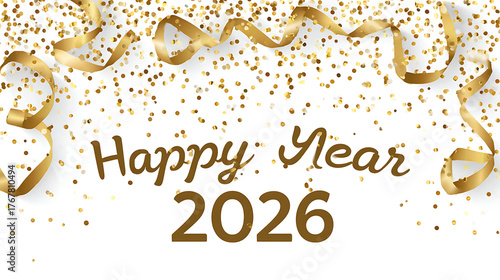 2026 happy new year animation on white background
