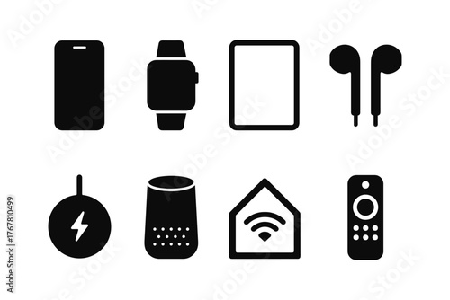 Minimalist gadget icons collection for smart home and technology design