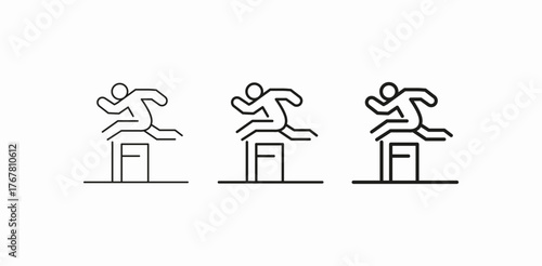 athlete hurdle jump running icon sign vector
