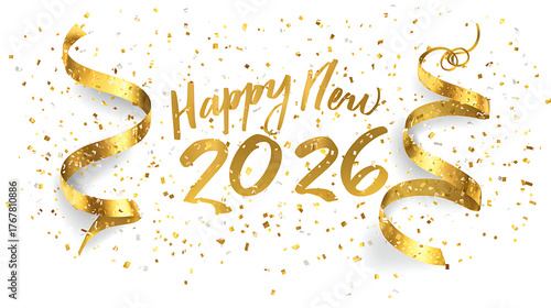 2026 happy new year animation on white background