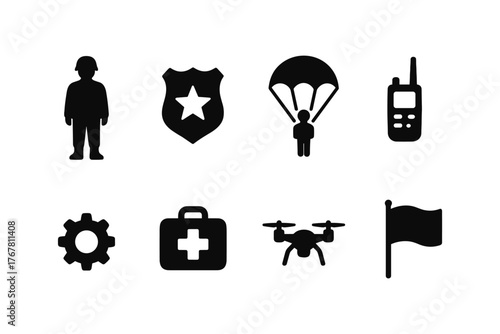Emergency services icons set: minimalist design for safety and rescue themes