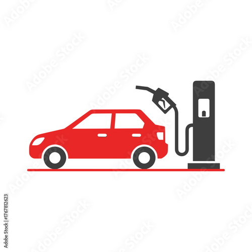 Car fueling at gas station with pump 