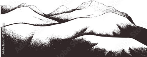Stark mountain range stippled shading minimalist mountains monochrome