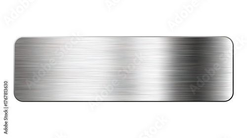silver shiny blank metal nameplate isolated on transparent white background, clipping path