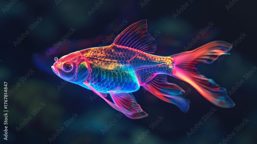 Fototapeta premium 3D neon fish.