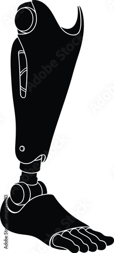Prosthetic leg prototype vector illustration. Bionic leg silhouette