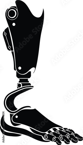 Prosthetic leg prototype vector illustration. Bionic leg silhouette