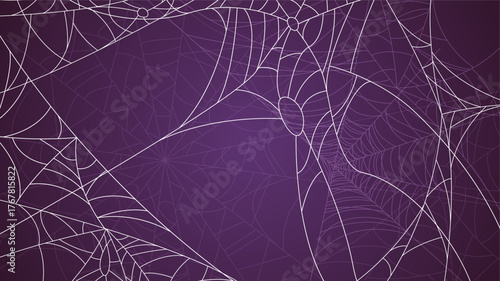 Spider Web On Dark Background Halloween Design Elements Spooky Scary Horror Decor Vector