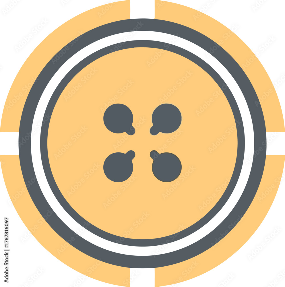 Fototapeta premium Modern yellow button with four holes and circular design vector