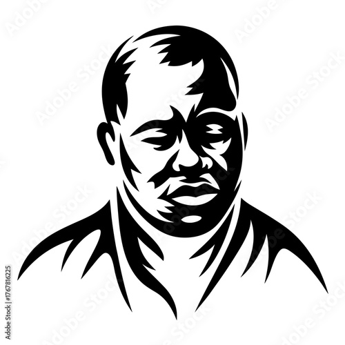 Dramatic black and white portrait of a man's face