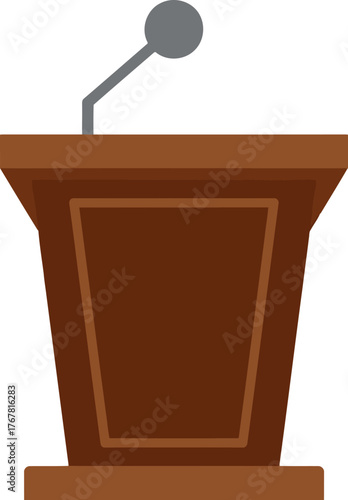 Wooden podium mic speaker presentation stage stand vector