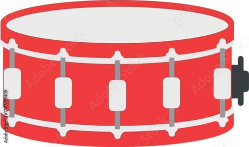Vibrant red snare drum musical instrument percussion vector