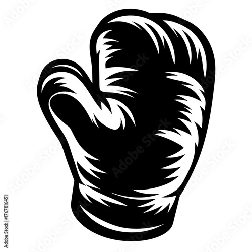 Bold black boxing glove graphic for sports and fitness