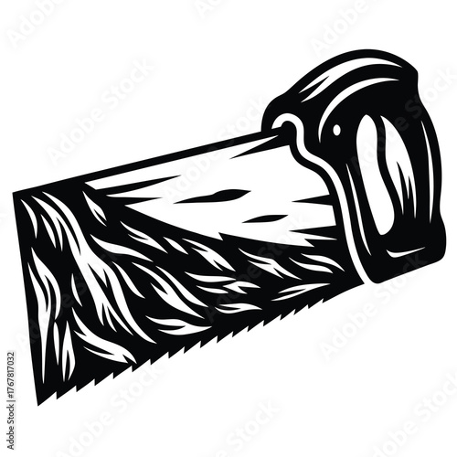 Vintage hand saw with wooden handle woodworking tool