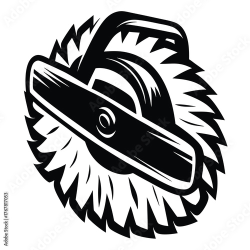 Circular saw tool icon sharp blades for woodworking and construction