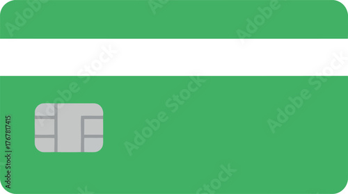 Green credit card chip payment financial service modern design vector