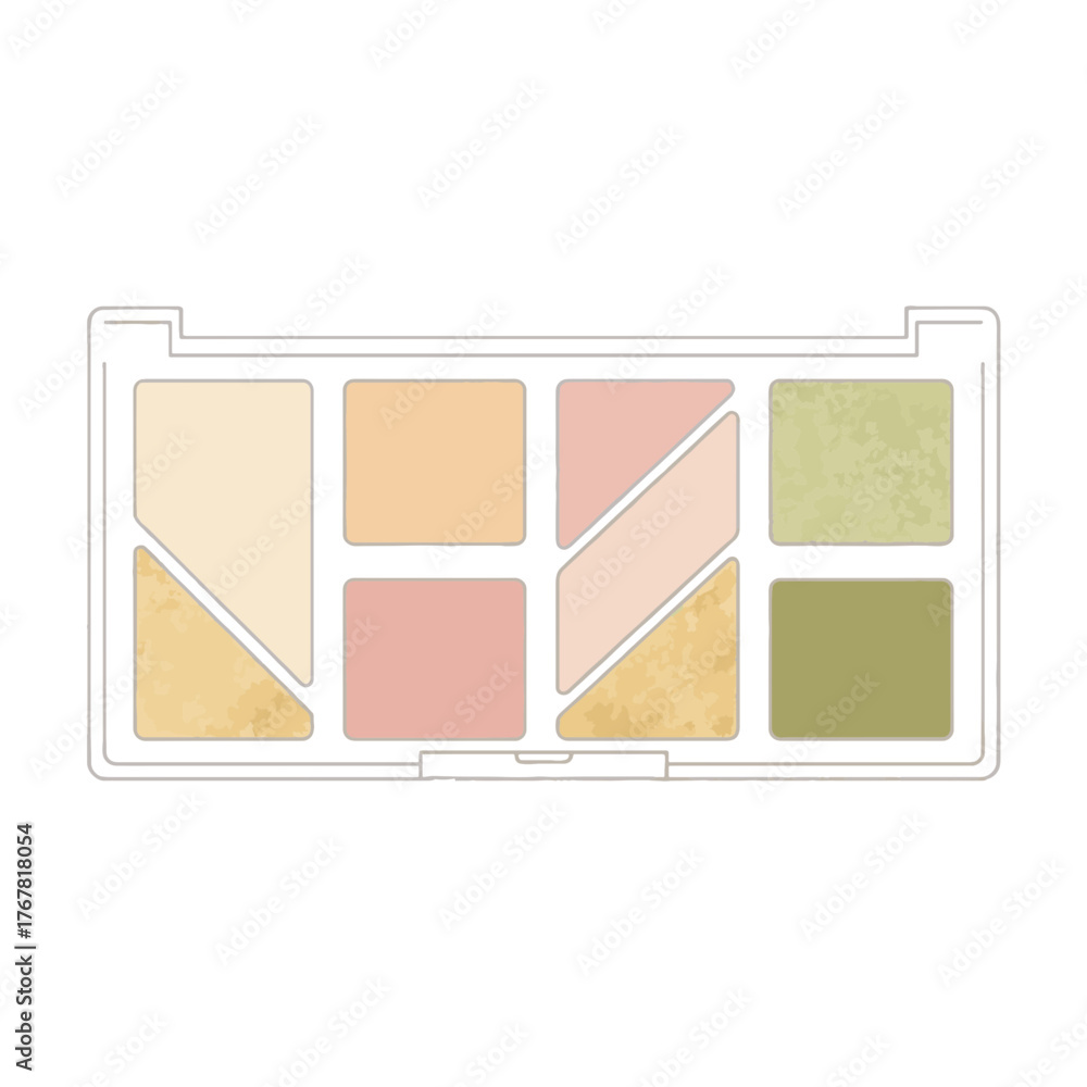 Fototapeta premium Flat vector style illustration of an eyeshadow palette. Makeup and beauty product icon. Cosmetic set isolated on a transparent background