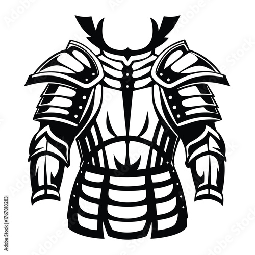 Detailed shogun armor silhouette ready for design projects