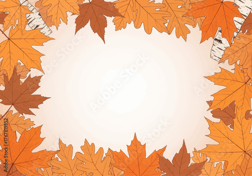 Autumn leaves border with copy space for text and design