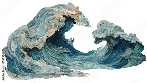 Majestic Ocean Waves Artfully Crafted in Paper Quilling A Symphony of Blues Whites and Gold Enhancing Interior Design and Wall Art Collections
