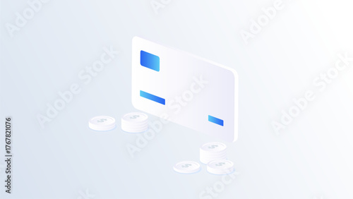 Credit card isometric vector illustration, digital financial concept.