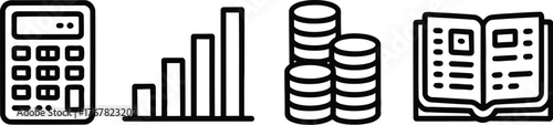Financial Calculator and Business Chart Icons