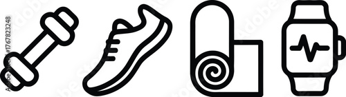 Fitness Gym Training Exercise Icon Set Items