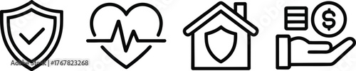 Insurance Icons Shield Heart Home Financial