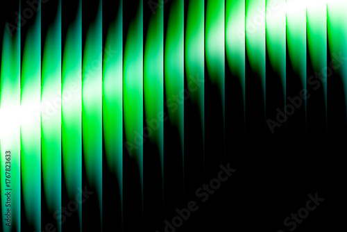 3d rendering a mesmerizing display of green light cascading across a dark backdrop, creating an ethereal and captivating visual experience with a sense of depth and mystery ribbed glass illuminated