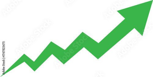 Green Zigzag Upward Arrow Vector Symbol for Business Growth, Success, and Financial Progress