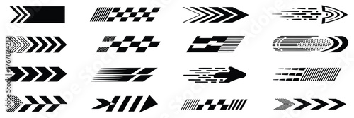 Racing Stripes  Checkered Flag Vector Designs, Motorsport Graphics, Car Racing Elements, Speed Decals, Automotive Design, and High-Performance Vehicle Illustration