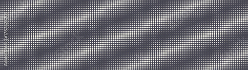 Big dots grid halftone pattern tilted striped structure ultra wide 32:9 aspect ratio vector grey graphite abstract background. Half tone texture panoramic ultrawide format retro futuristic abstraction