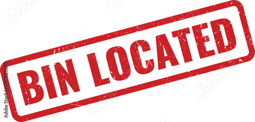 Official red grunge stamp indicating a bin has been successfully located for identification purposes