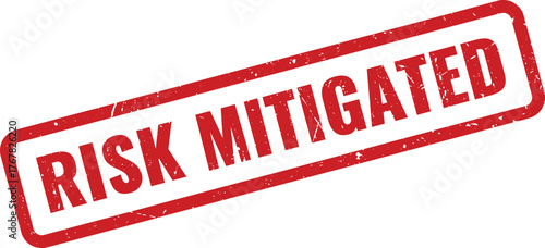 Official Red Risk Mitigated Grungy Rubber Stamp for Business Security and Compliance Assurance