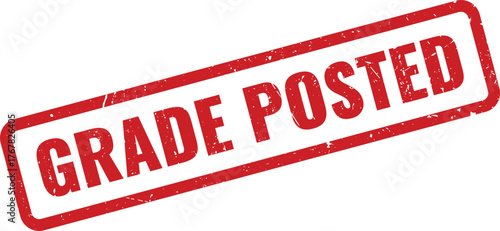A distinct red textured rubber stamp indicating academic grades have been officially posted