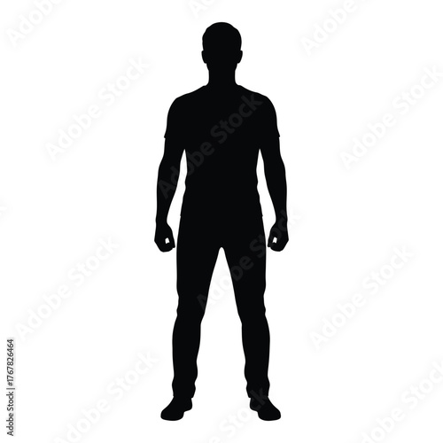 Full body silhouette of a man standing tall confident and ready for action vector