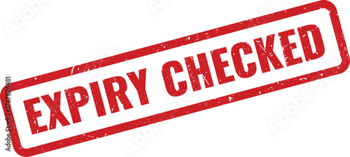 Expiry Checked Red Grungy Rubber Stamp for Verification of Date and Validity Status