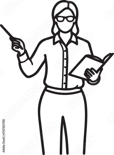 Dedicated teacher instructing students with passion, inspiring learning, and sharing knowledge in a classroom setting with a pointer