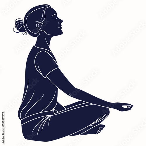 Silhouette of a woman meditating in lotus position