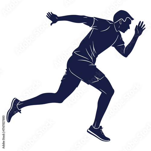 Silhouette of a runner sprinting forward